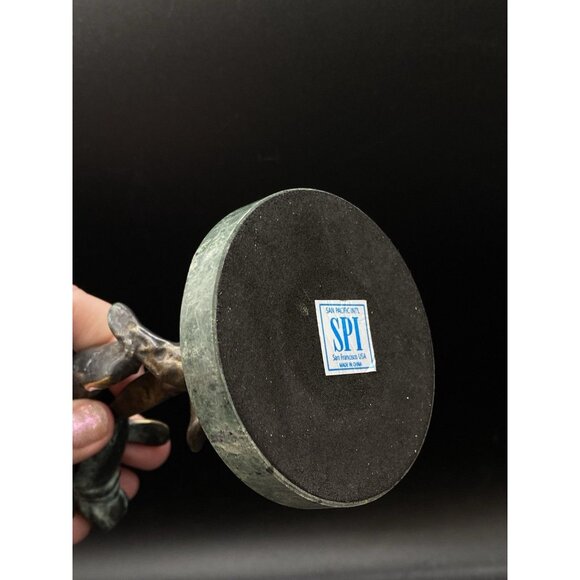 SPI Bronze Brass Manatee Statue 6" Round Marble Base Patina - Picture 7 of 8